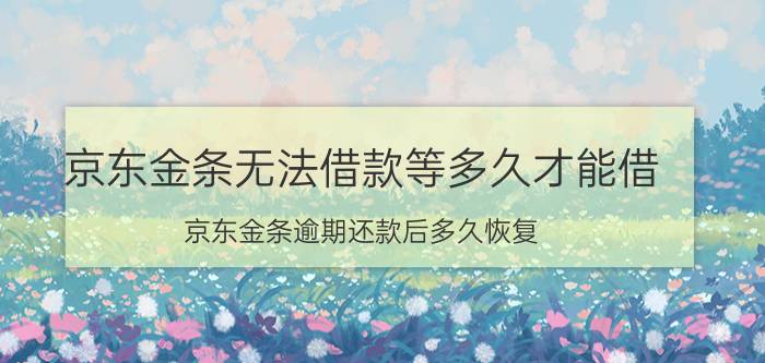 京东金条无法借款等多久才能借 京东金条逾期还款后多久恢复？